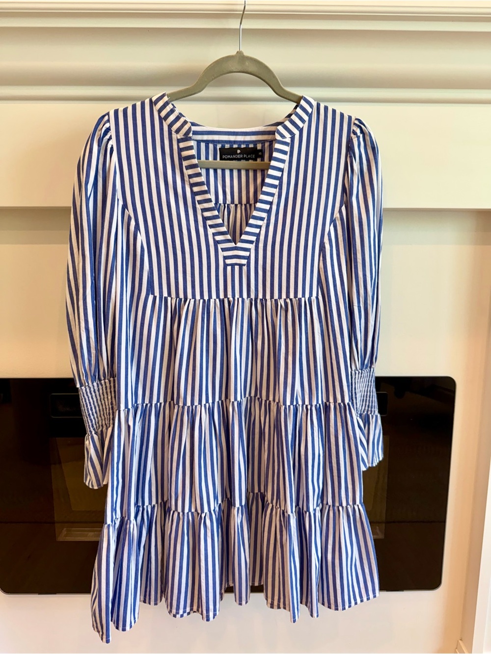 Pomander Place Blue and White Striped Mini Poplin Kenzo Dress